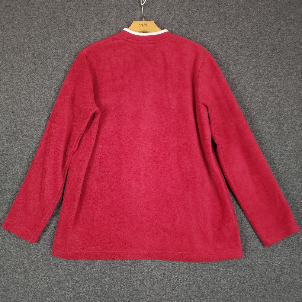 Croft & Barrow Red Fleece‎ Long Sleeve Snowman Christmas V-Neck Top Womens M - Picture 5 of 9